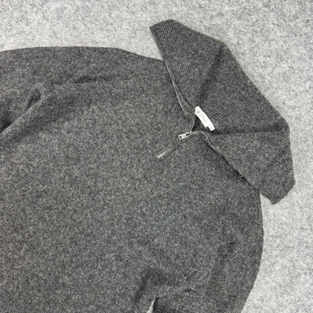 All in Favor Womens Charcoal Gray Quarter Zip Cowl Neck Sweater Large Wool Blend